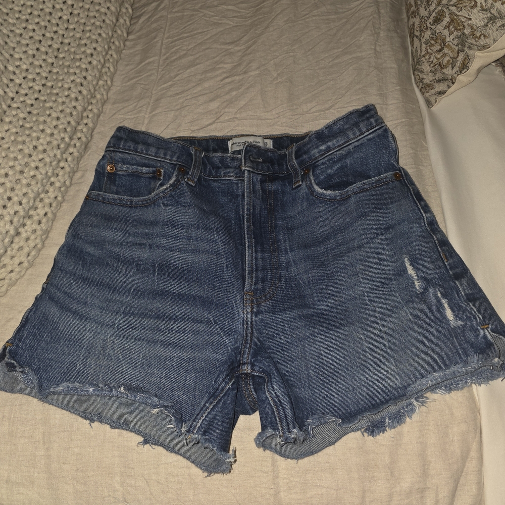 Abercrombie & Fitch Blue Jean Shorts Distressed Cut-Off